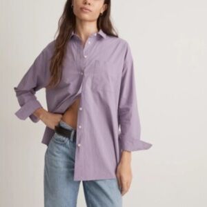 Madewell Lavender Oversized Poplin small Casual Button Down Shirt/dress